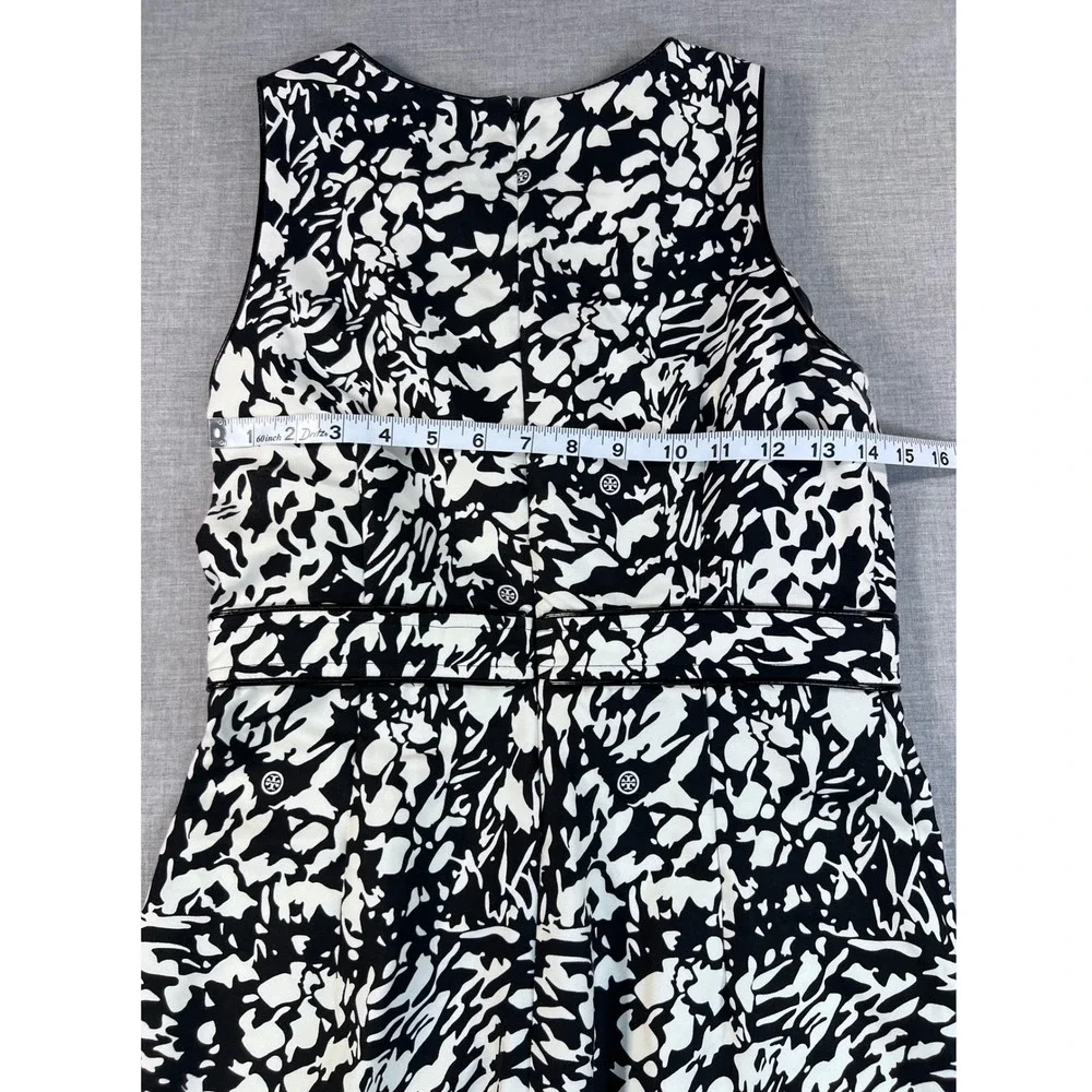 Tory Burch Womens Black White Abstract Cotton Silk sleeveless Dress Size 4